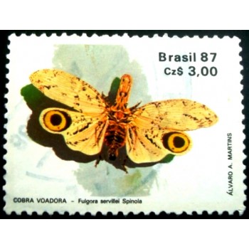 Selo postal do Brasil de 1987 Cobra Voadora U