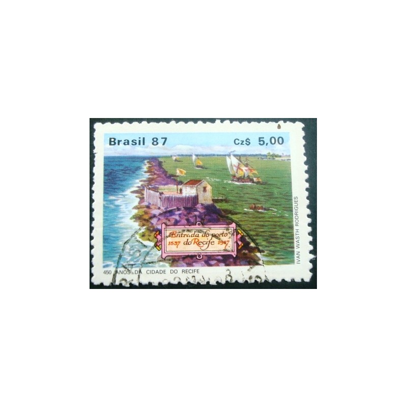 Imagem similar à do selo postal do Brasil de 1987 Recife M