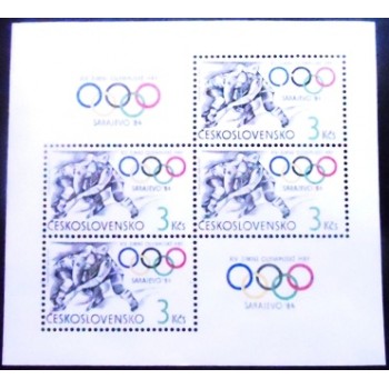 Imagem do Bloco postal da Tchecoslováquia de 1984 Winter Olympic Games 84