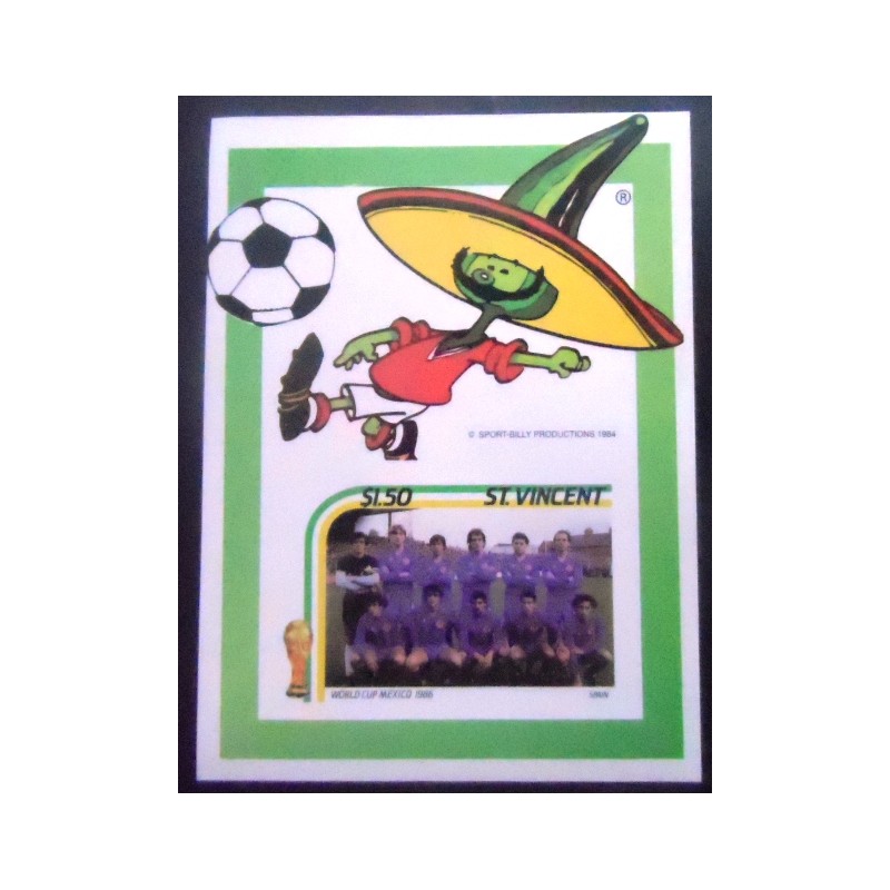 Imagem do Bloco postal de St. Vincent de 1986 Team of Spain