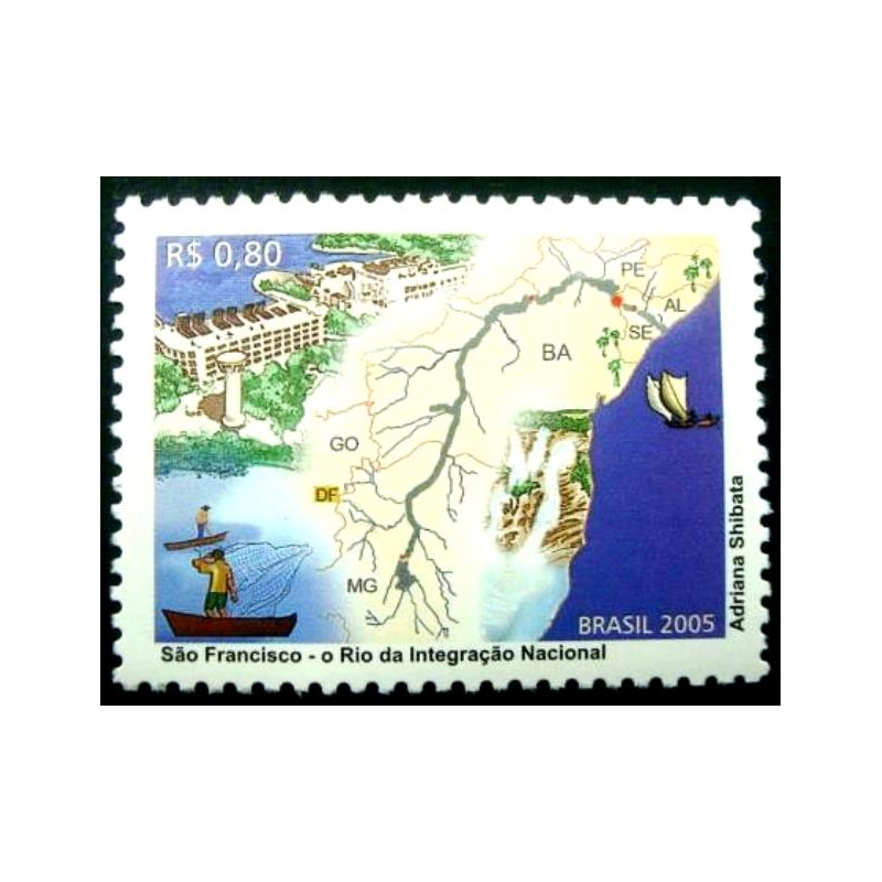 Selo postal do Brasil de 2005 Rio São Francisco N