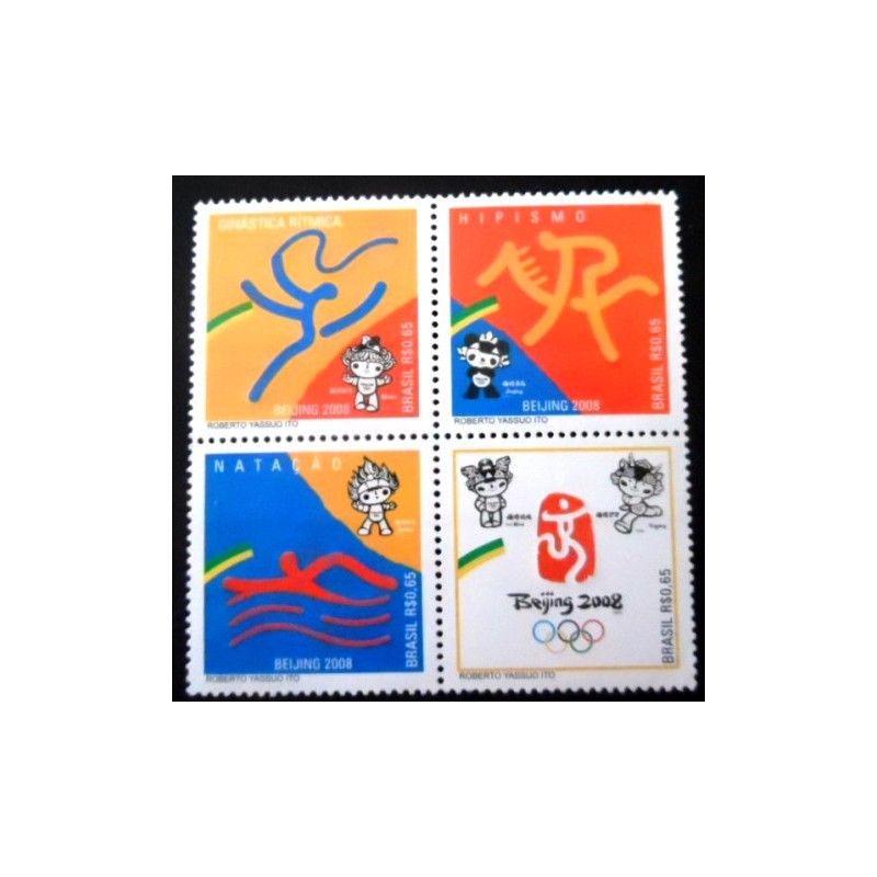 Série de selos comemorativos do Brasil de 2008 Olimpíada de Pequim M