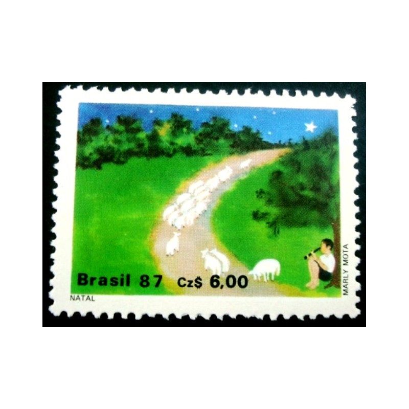 Selo postal do Brasil de 1987 Natal no Campo M