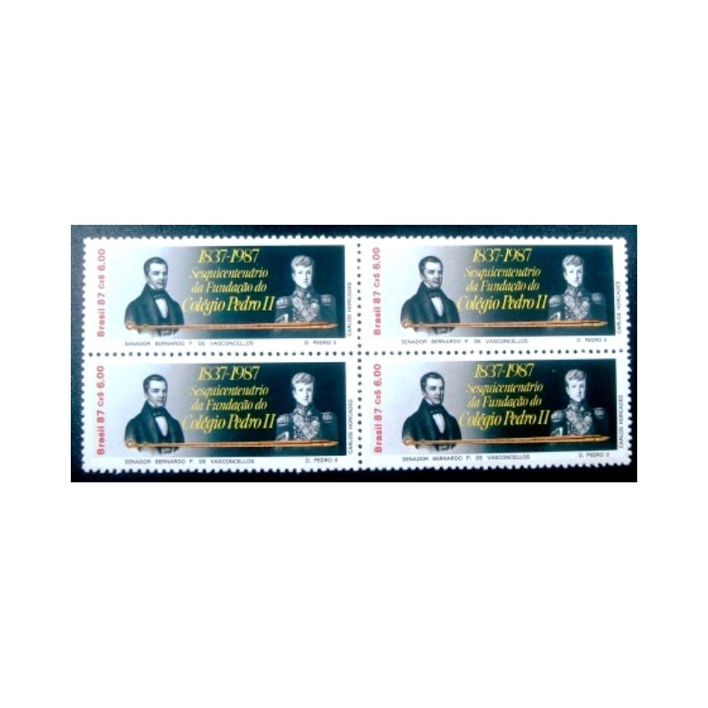 Quadra de selos postais do Brasil de 1987 Colégio Pedro II M