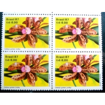 Quadra de selos postais de 1987 Cattleya guttata M