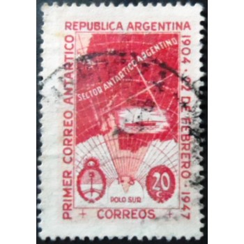 Selo postal da Argentina de 1947 Map of Argentine Antarctic Claims 20
