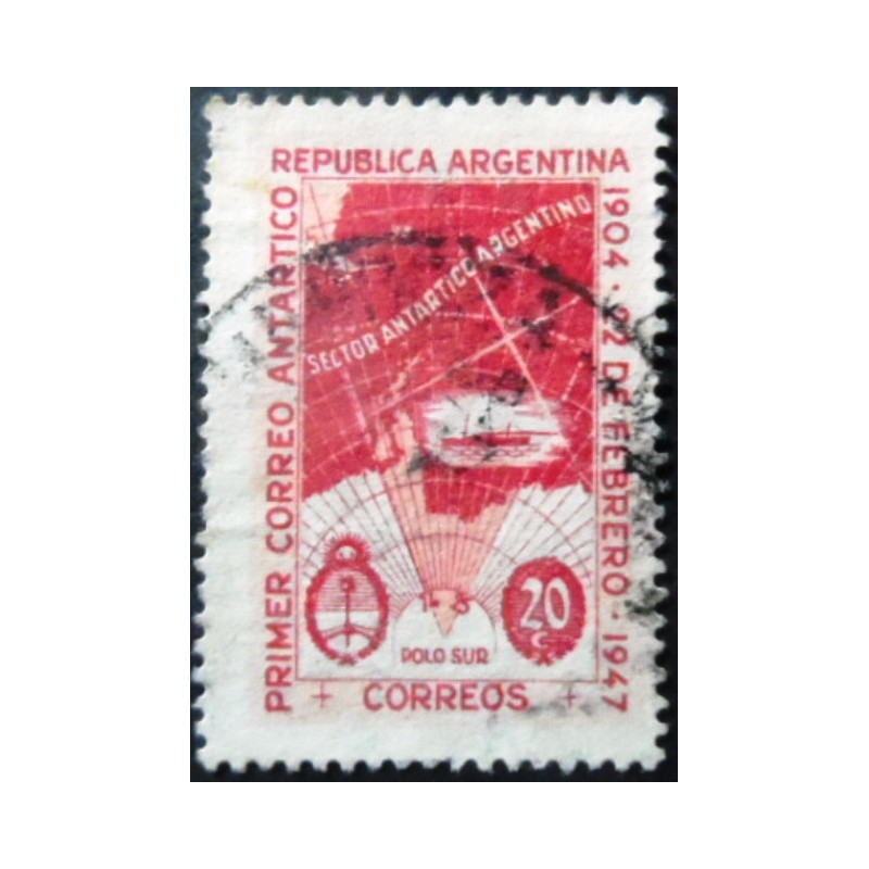 Selo postal da Argentina de 1947 Map of Argentine Antarctic Claims 20