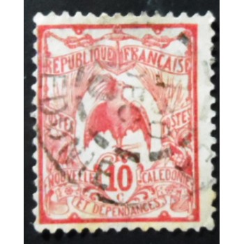 Selo postal da Nova Caledônia de 1905 Kagu