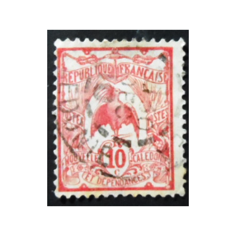 Selo postal da Nova Caledônia de 1905 Kagu
