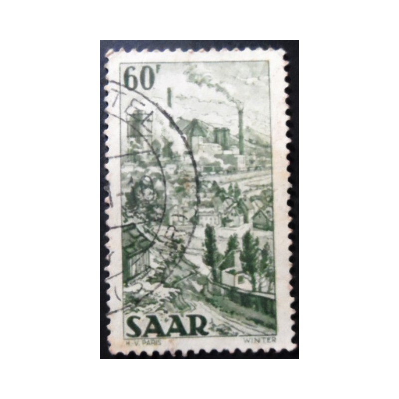 Selo postal de Saarland de 1951 Coal-mine Reden and surroundings