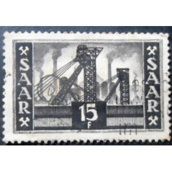 Selo postal de Saarland de 1952 Colliery shafthead