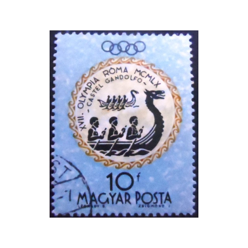 Imagem do selo postal da Hungria de 1960 Rowing