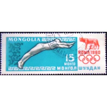 Imagem do selo postal da Mongólia de 1960 Swimming