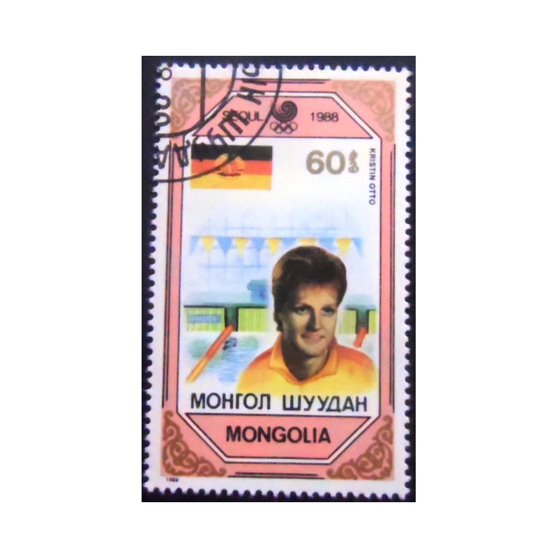 Imagem do selo postal da Mongólia de 1989 Kristin Otto