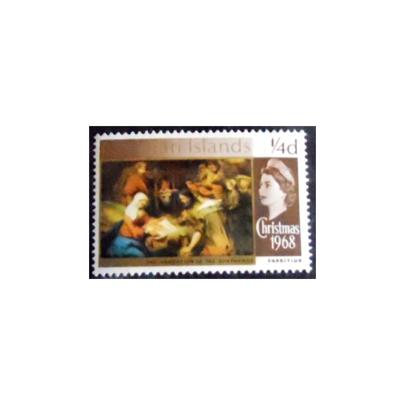 Imagem do selo postal de Cayman de 1968 Adoration of Shepherds