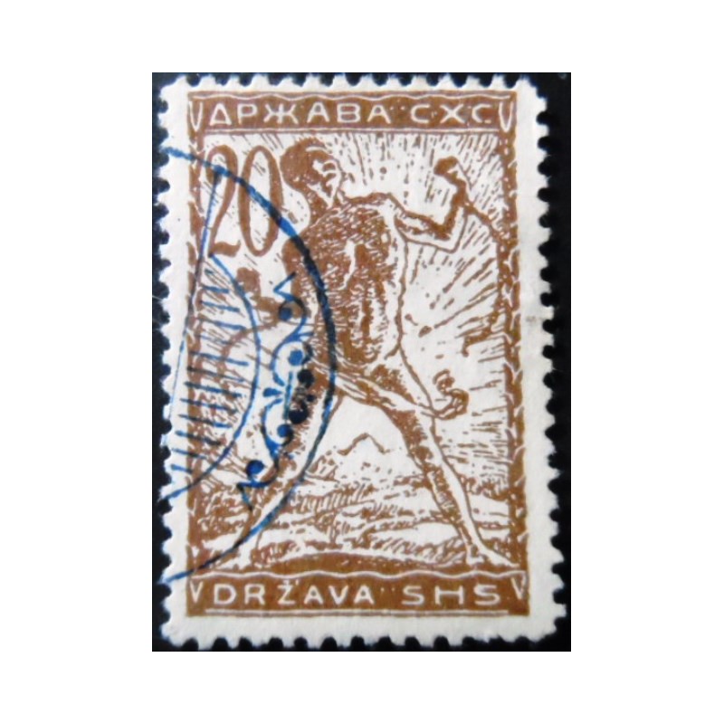 Imagem similar à do selo postal da Eslovênia de 1919 Chain Breaker 20 U