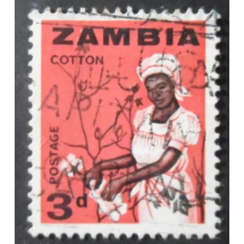 Selo postal do Zâmbia de 1964 Cotton-picking U