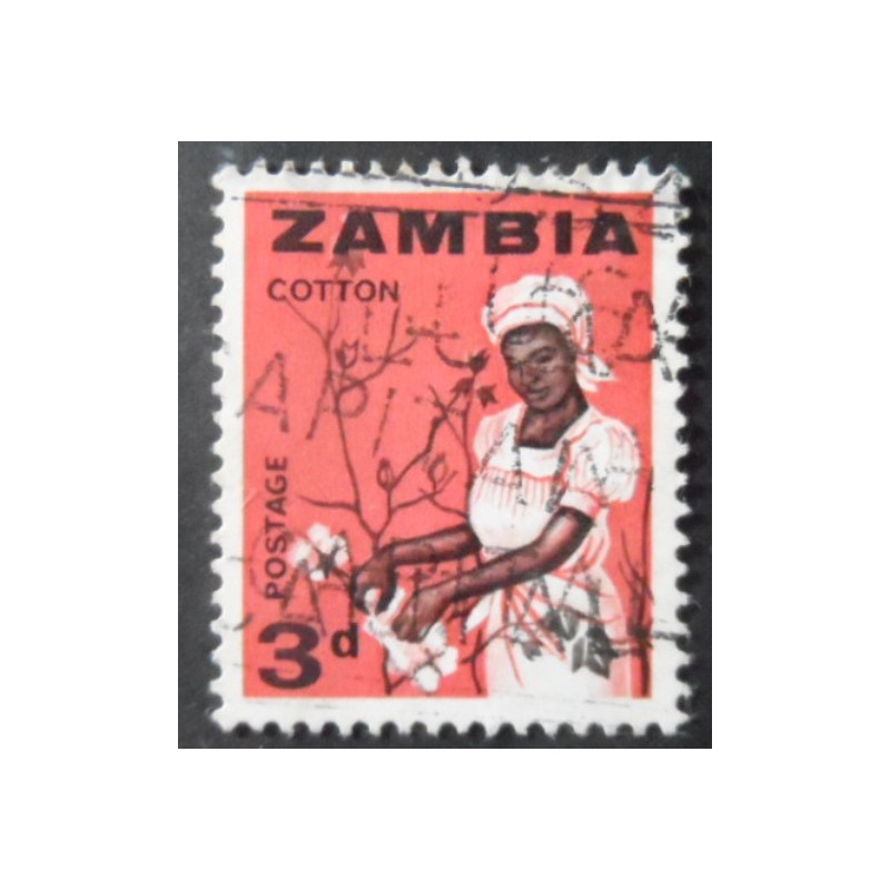 Selo postal do Zâmbia de 1964 Cotton-picking U