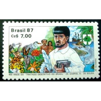 Selo postal do Brasil de 1977 Gabriel Soares de Souza M