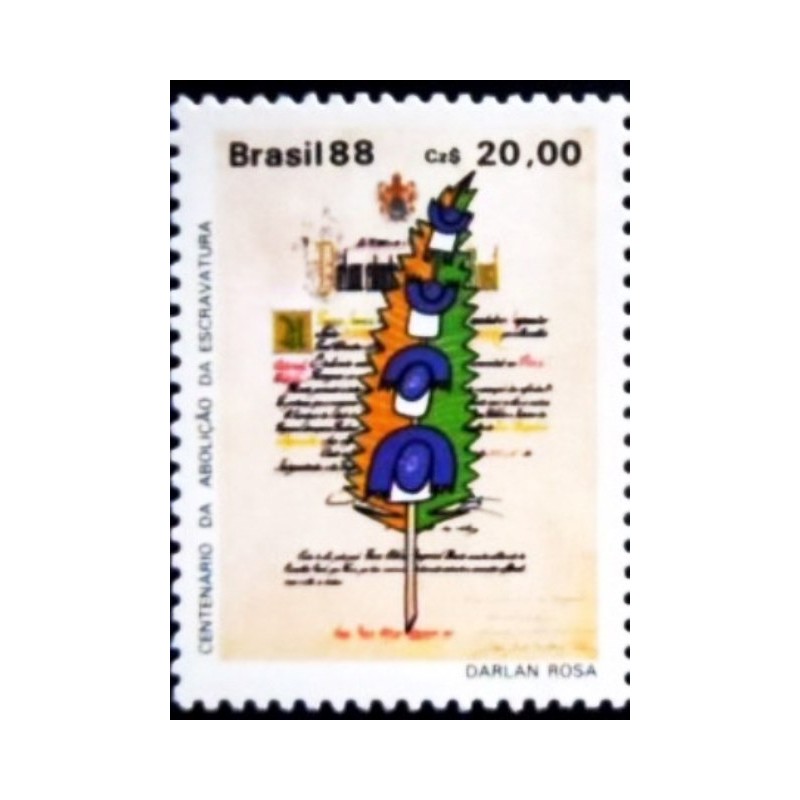 Selo postal do Brasil de 1988 Lei Áurea M