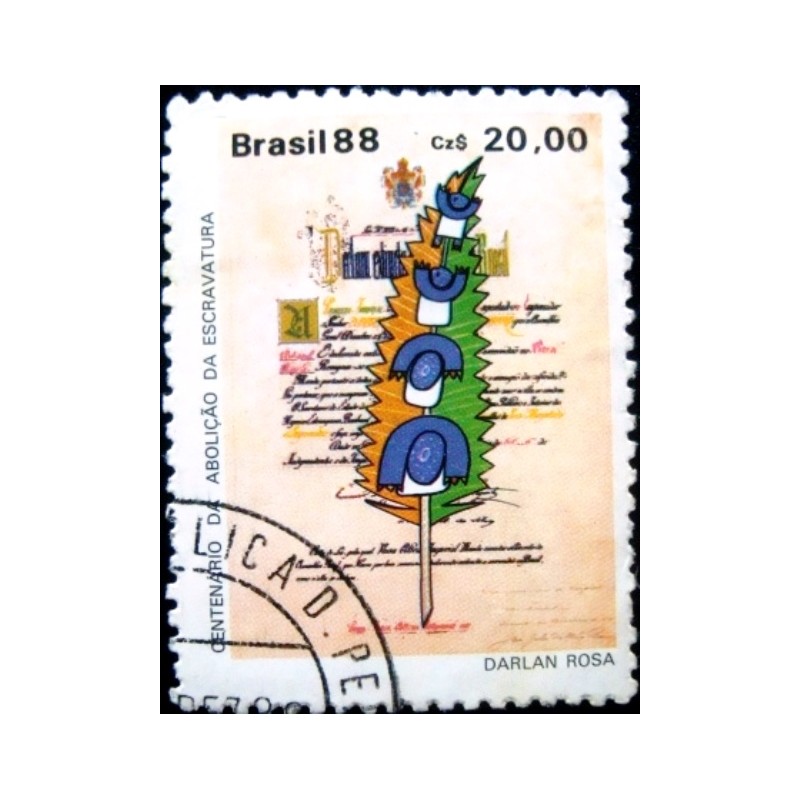 Imagem similar á do selo postal do Brasil de 1988 Lei Áurea U