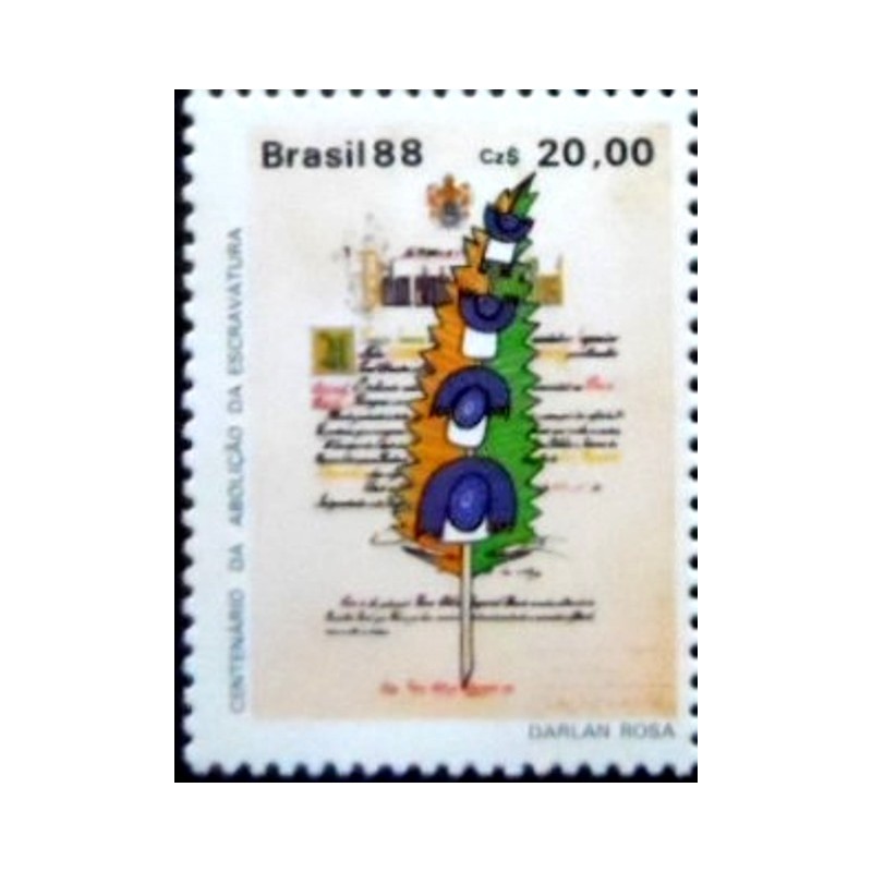 Selo postal do Brasil de 1988 Lei Áurea M