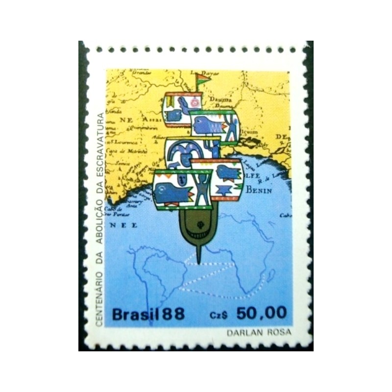 Selo postal do Brasil de 1977 Navio Negreiro M