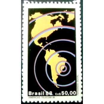 Selo postal do Brasil de 1988 TELECOM 88 M