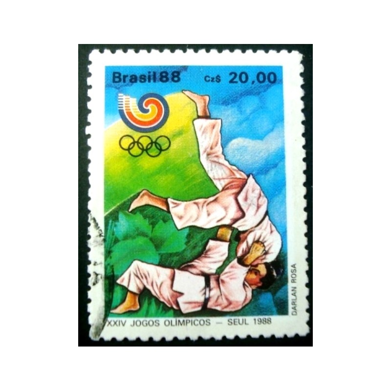 Imagem similar à do selo postal do Brasil de 1988 Olimpíada Seul U