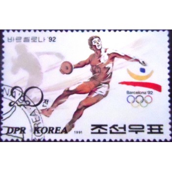 Imagem do selo postal da Coréia do Norte de 1991 Discus Throw