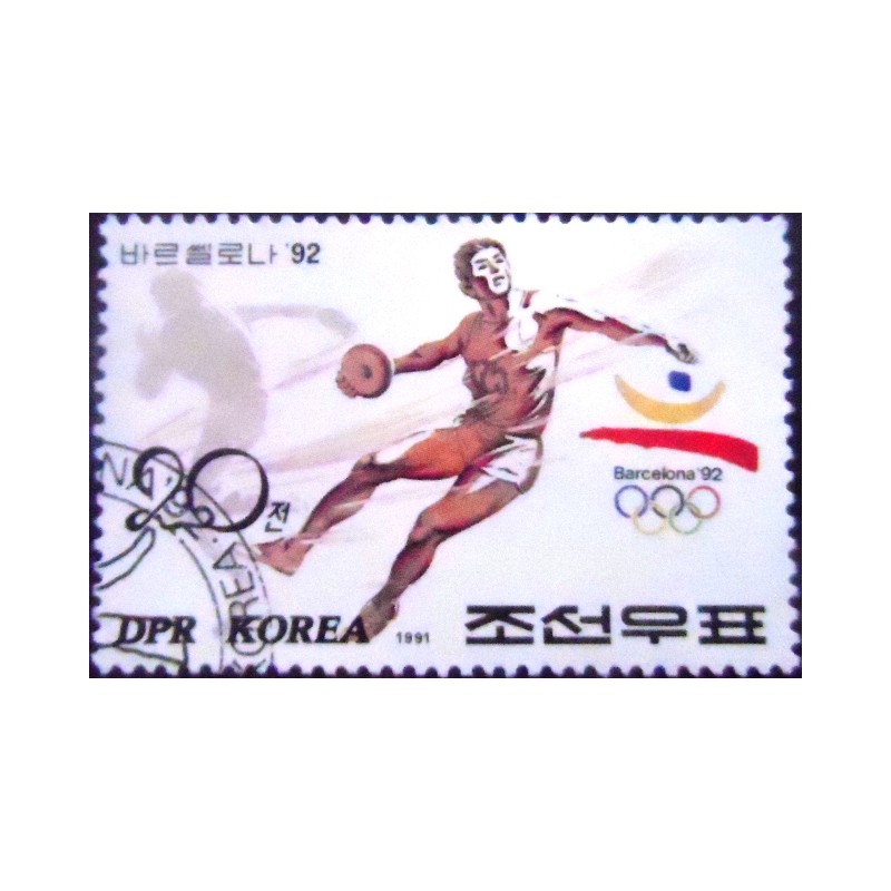 Imagem do selo postal da Coréia do Norte de 1991 Discus Throw