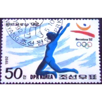 Imagem do selo postal da Coréia do Norte de 1992 Long jump