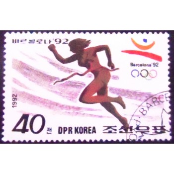 Imagem do selo postal da Coréia do Norte de 1992 200 meters run