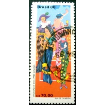 Selo postal do Brasil de 1988 Artes Cênicas U