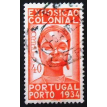 Selo postal de Portugal de 1934 Head of a Colonial 40