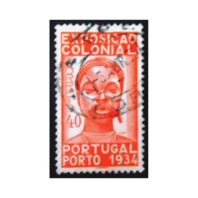 Selo postal de Portugal de 1934 Head of a Colonial 40