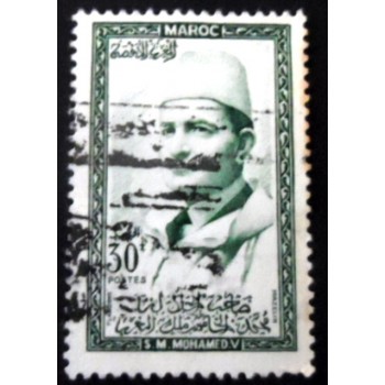 Selo postal do Marrocos de 1956 King Mohammed V 30 U