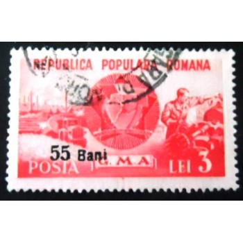 Selo postal da Romênia de 1952 Sport surcharged