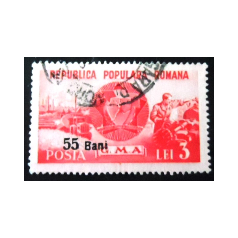 Selo postal da Romênia de 1952 Sport surcharged