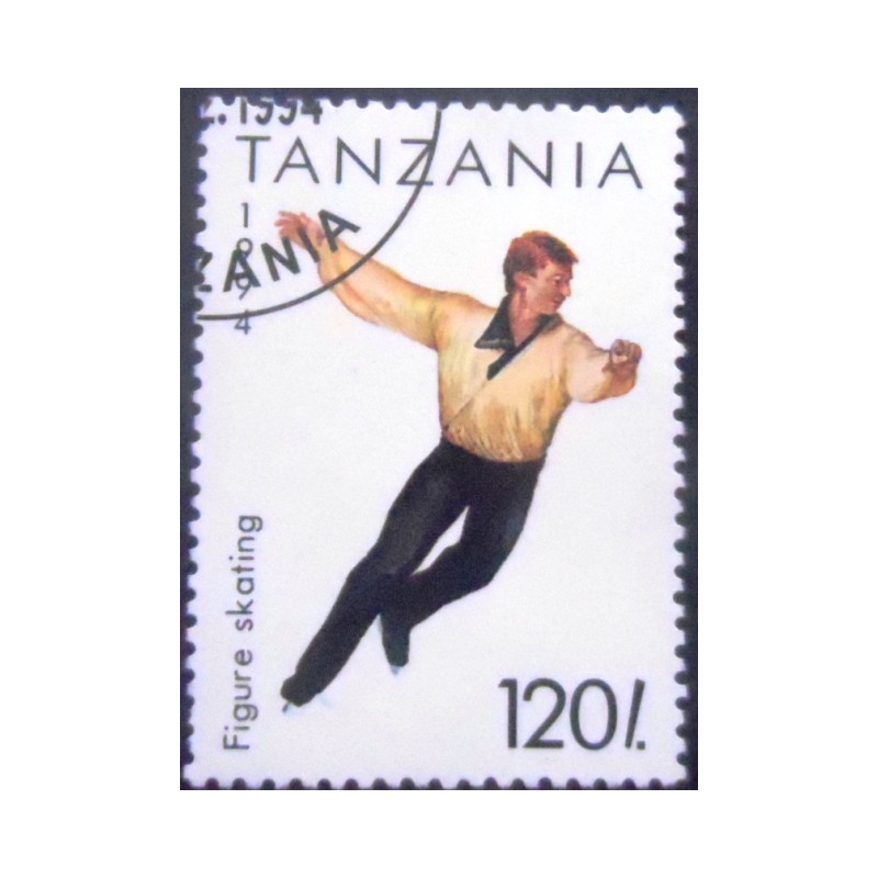 Imagem do selo postal da Tanzânia de 1994 Figure Skating
