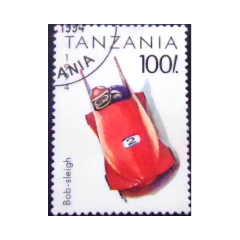 Imagem do selo postal da Tanzânia de 1994 Bobsleigh