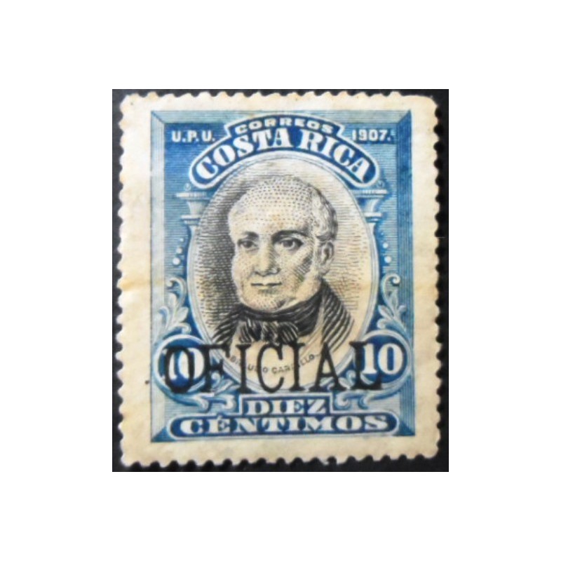 Selo postal da Costa Rica de 1908 Braulio Carillo Colina OFICIAL