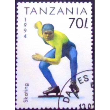 Imagem do selo postal da Tanzânia de 1994 Skating