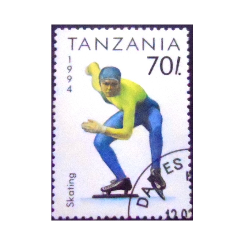 Imagem do selo postal da Tanzânia de 1994 Skating