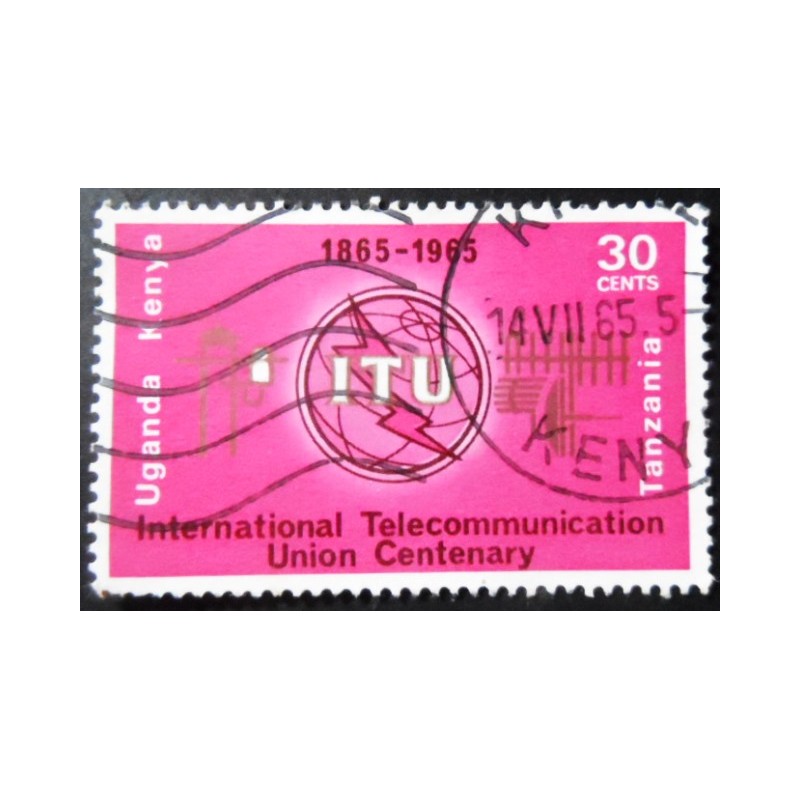 Selo postal da África Oriental de 1965 ITU Emblem and Symbols