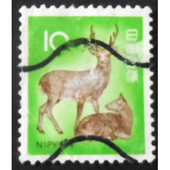 Imagem do selo postal do Japão de 1972 Sika Deer