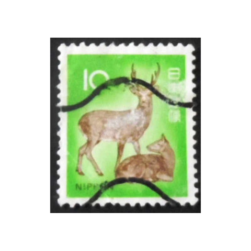 Imagem do selo postal do Japão de 1972 Sika Deer