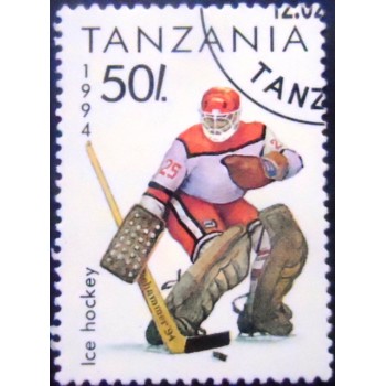 Imagem do selo postal da Tanzânia de 1994 Ice Hockey