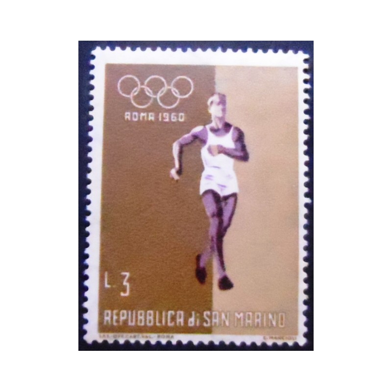 Imagem do selo postal de San Marino de 1960 Olympic Games Rome