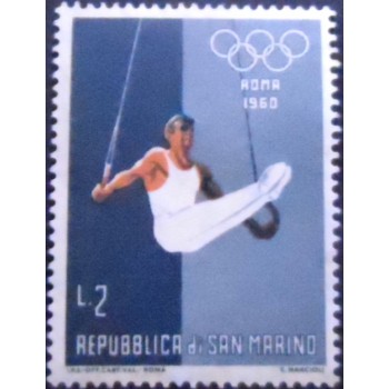 Imagem do selo postal de San Marino de 1960 Olympic Games Rome M